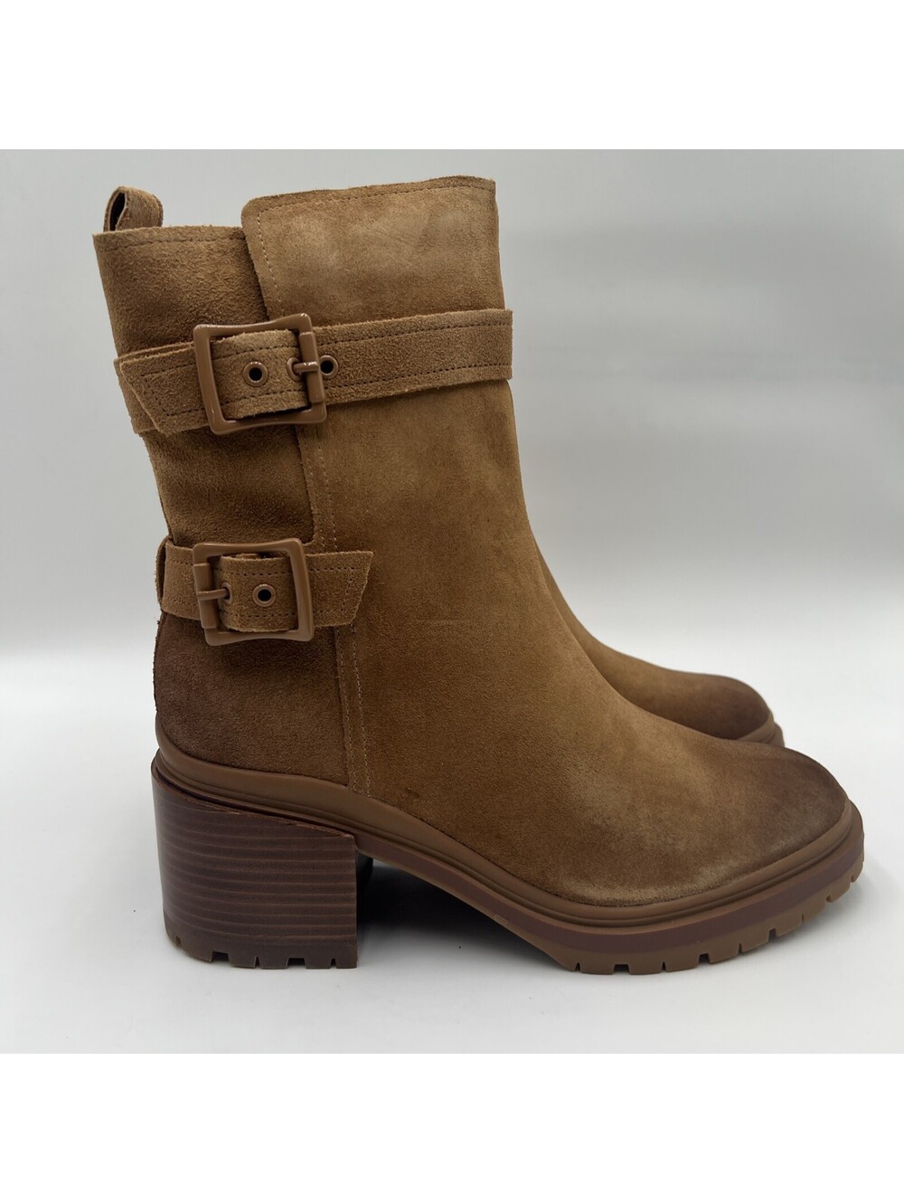 Women's Naturalizer Trina Golden Caramel Suede Block Heel Boots Size 10M